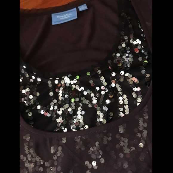 Sleeveless Dark Purple Sequin Vera Wang Dress - Picture 5 of 10